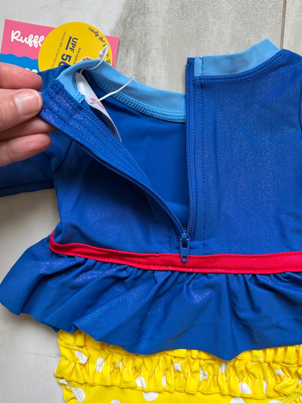 NWT RuffleButts Apple Princess Colorful Long Sleeve Rash Guard Swimsuit 0-3M - Picture 11 of 12